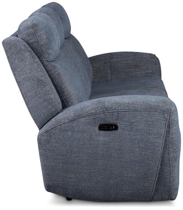 Walker Blue Fabric Power Reclining Sofa W/ Power Headrest