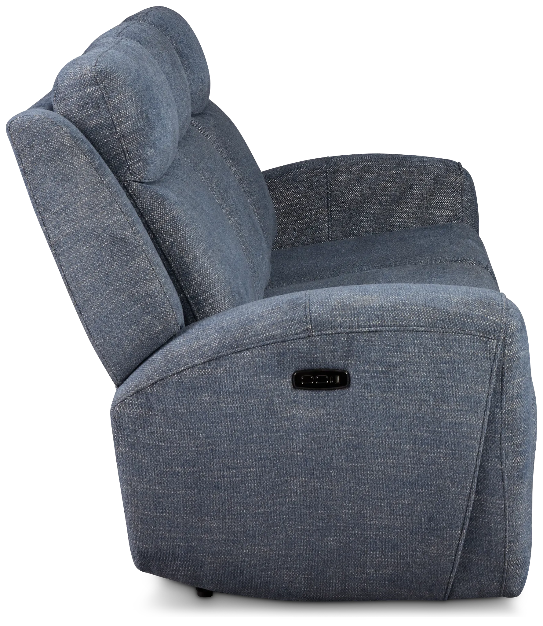 Walker Blue Fabric Power Reclining Sofa W/ Power Headrest