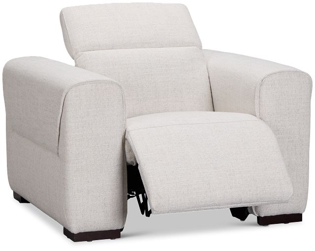 Ellis Light Beige Fabric Power Recliner With Power Headrest