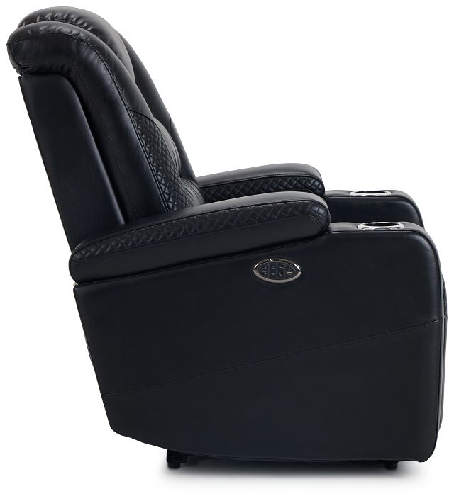 Troy Black Micro Power Recliner With Power Lumbar