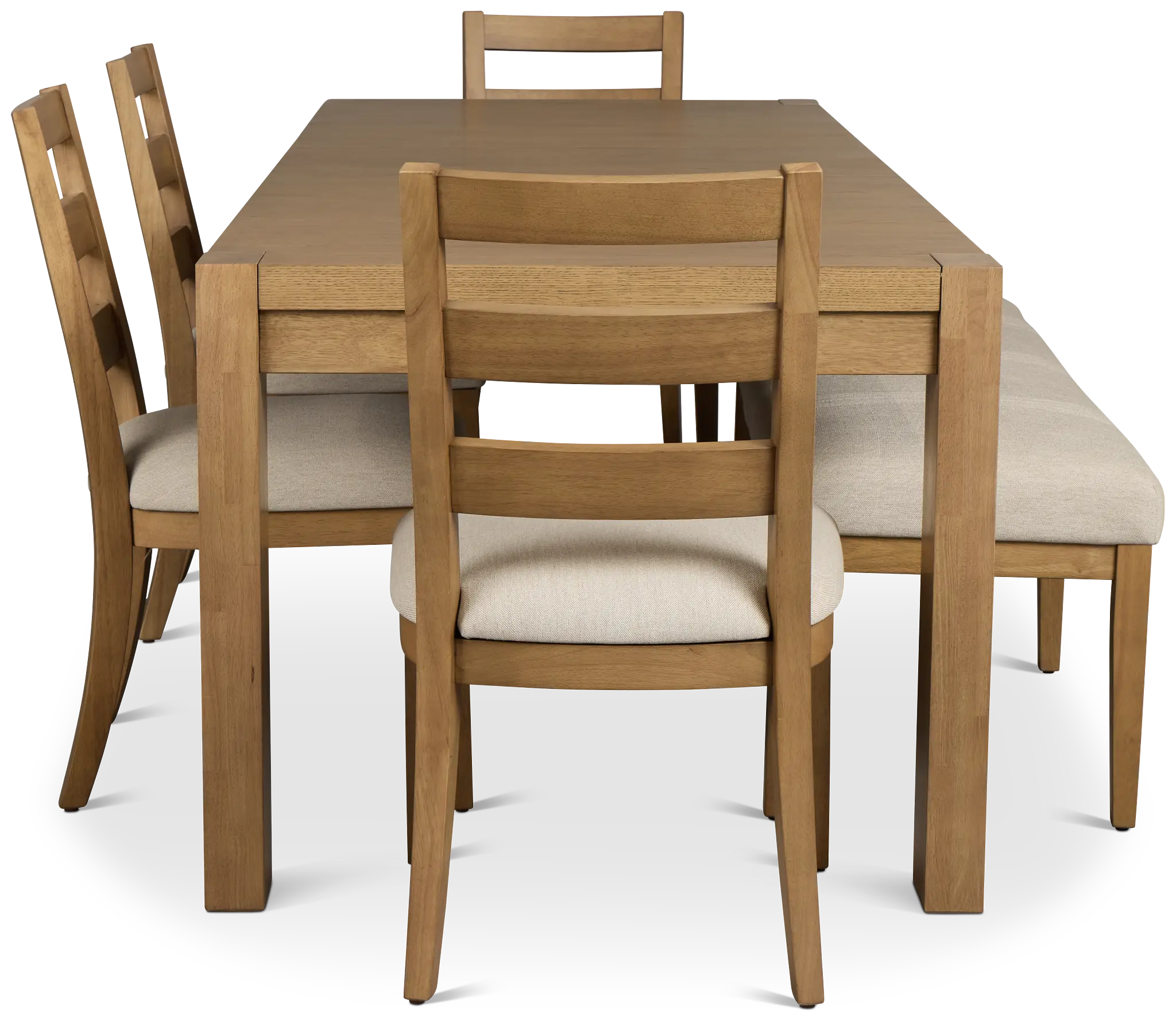 Tahoe Light Tone Rect Table With 4 Wood Side Chairs & Bench Tahoe Light Tone Rect Table With 4 Wood Side Chairs & Bench
