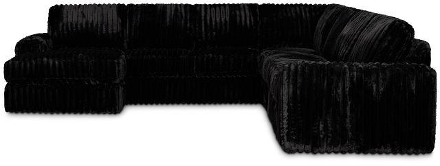 Teddy Black Fabric Large Left Chaise Sectional