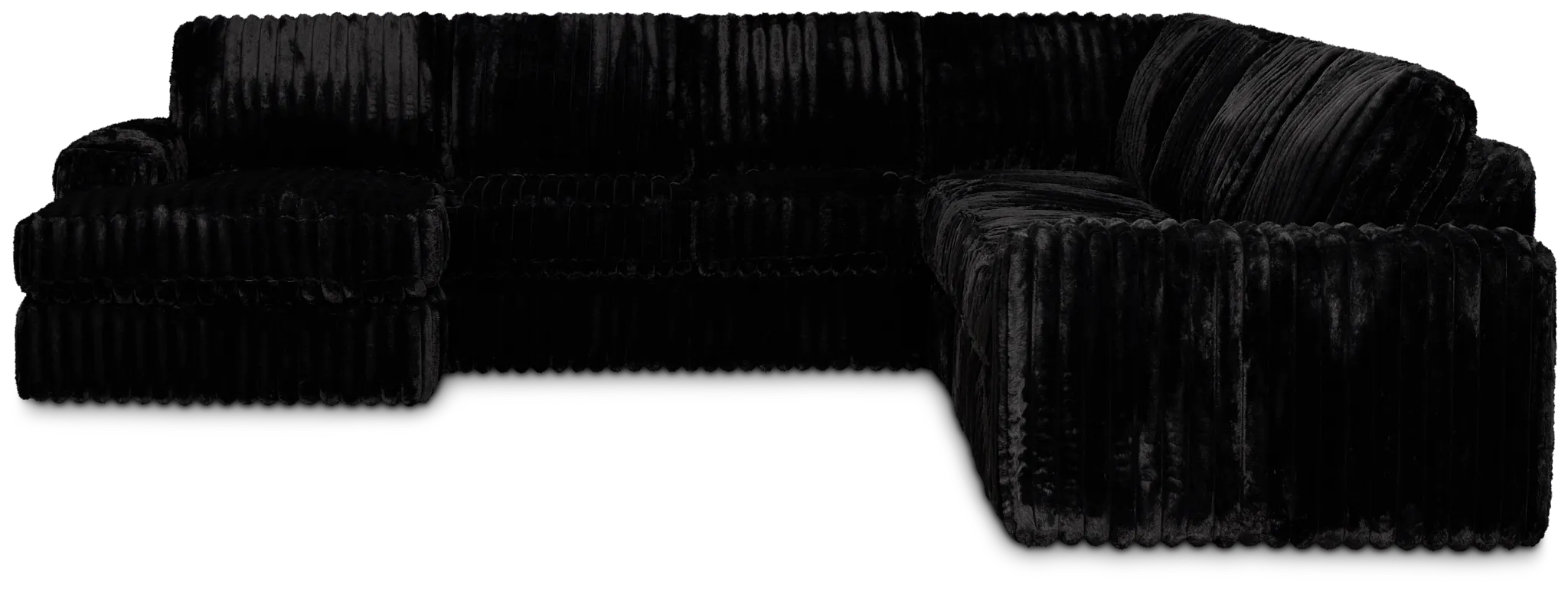 Teddy Black Fabric Large Left Chaise Sectional