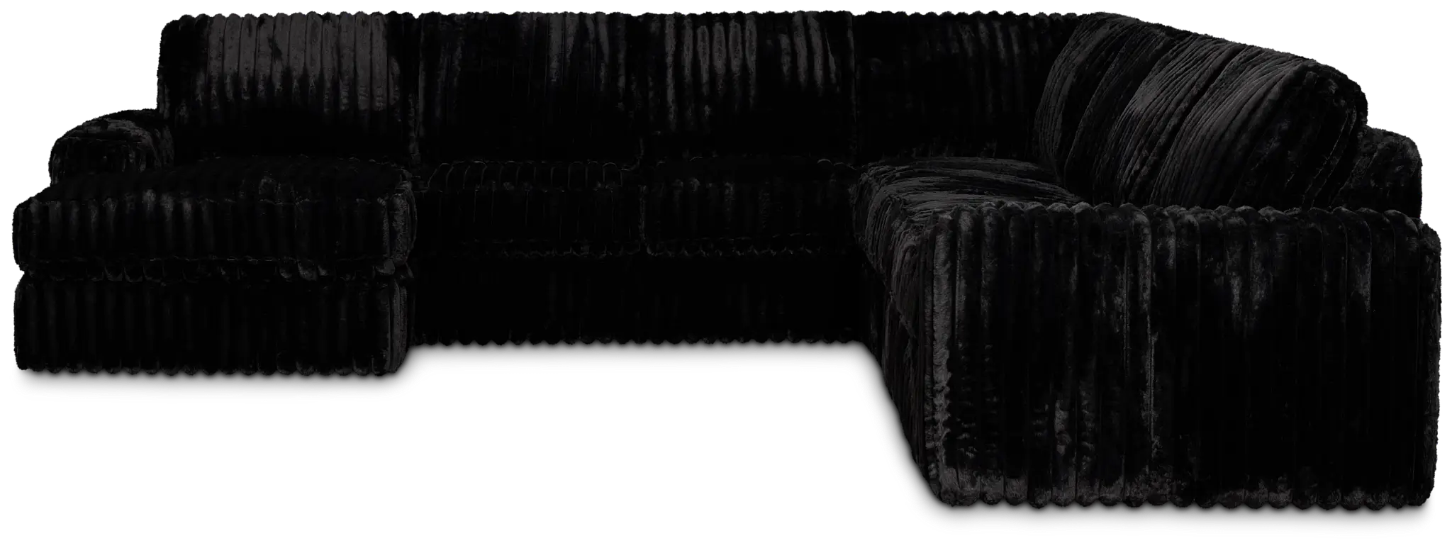 Teddy Black Fabric Large Left Chaise Sectional Teddy Black Fabric Large Left Chaise Sectional