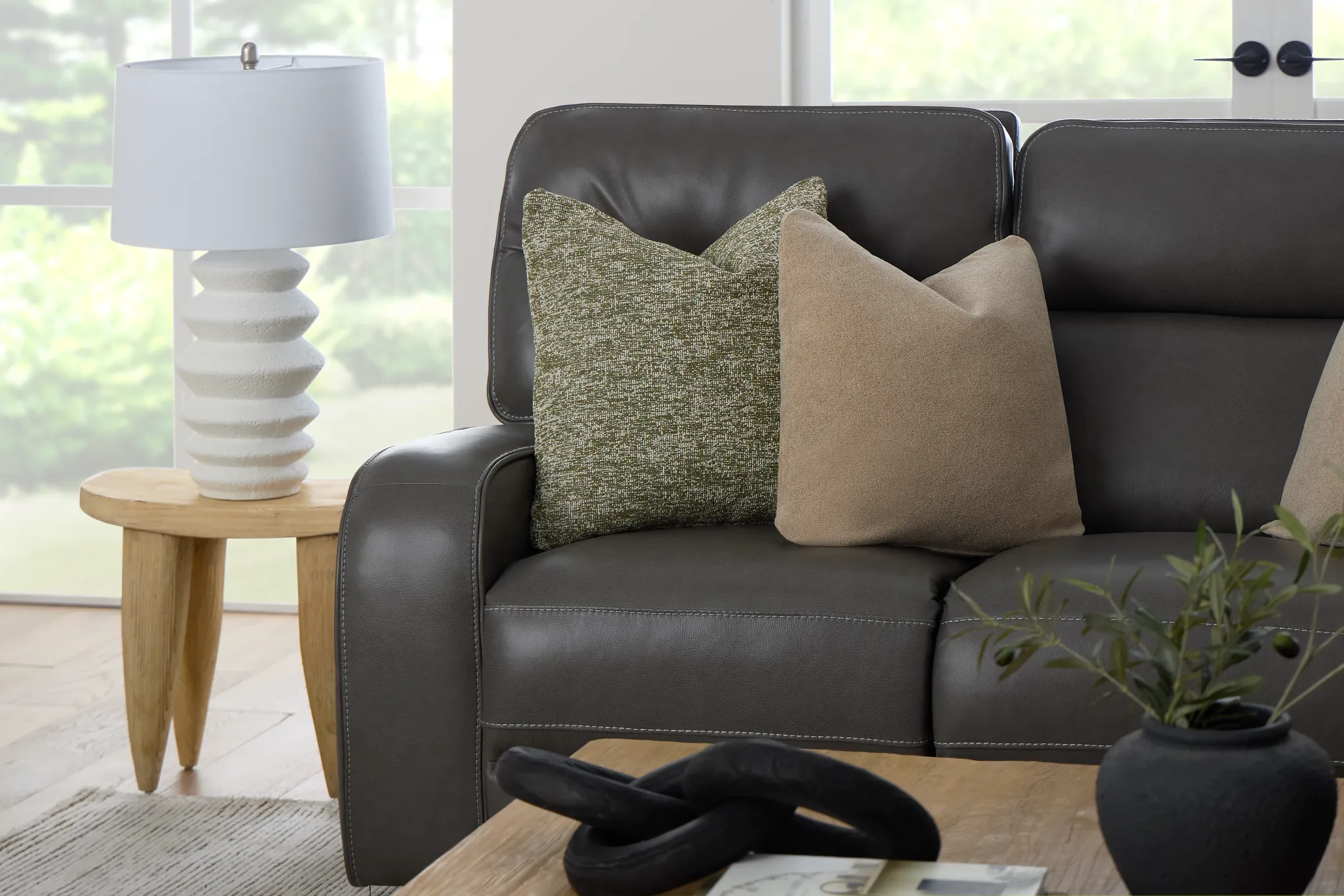 Jasper Gray Leather Power Reclining Sofa