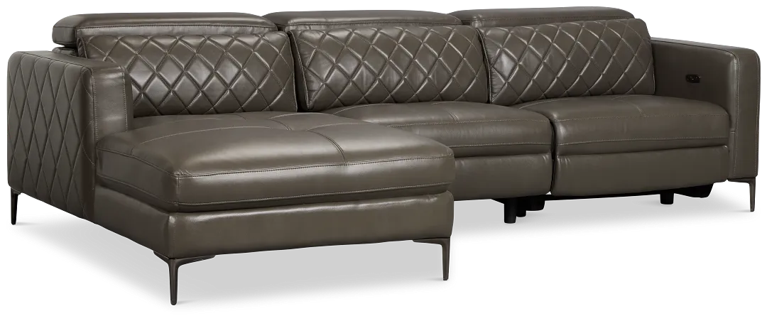 Ava Dark Gray Micro Left Chaise Power Reclining Sectional