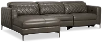 Ava Dark Gray Micro Left Chaise Power Reclining Sectional