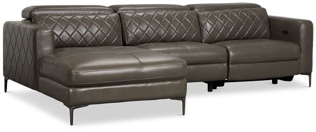 Ava Dark Gray Micro Left Chaise Power Reclining Sectional