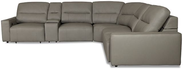 Rudy Gray Lthr/vinyl Medium Dual Power 2 Arm Extension Chaise Sectional