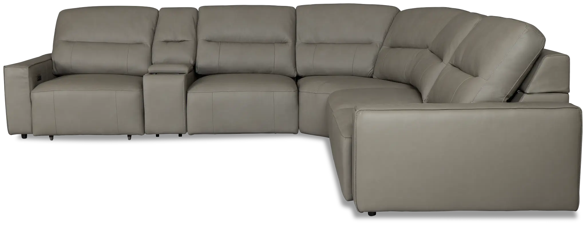 Rudy Gray Lthr/vinyl Medium Dual Power 2 Arm Extension Chaise Sectional Rudy Gray Lthr/vinyl Medium Dual Power 2 Arm Extension Chaise Sectional