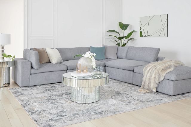 Destin Revenue Gray Fabric 5pc Bumper Sectional