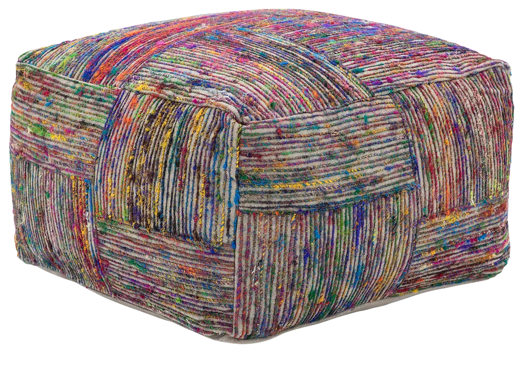 Silk Multicolored Large Accent Pouf