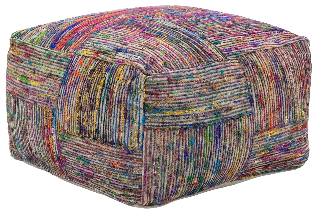Silk Multicolored Large Accent Pouf Silk Multicolored Large Accent Pouf