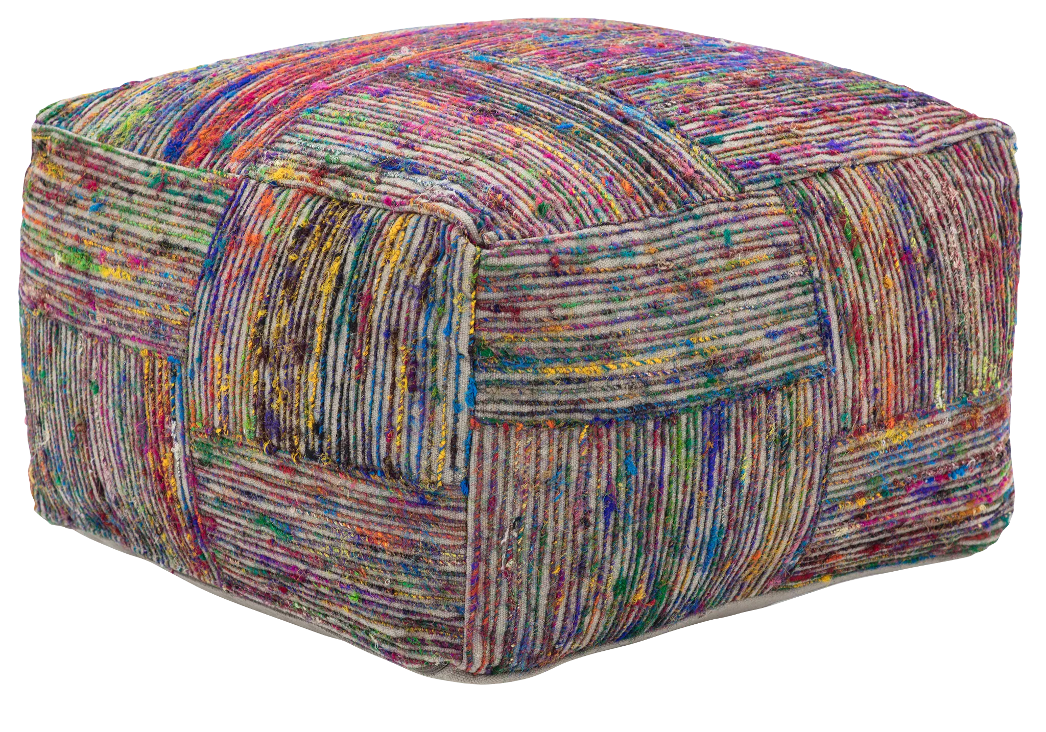 Silk Multicolored Large Accent Pouf