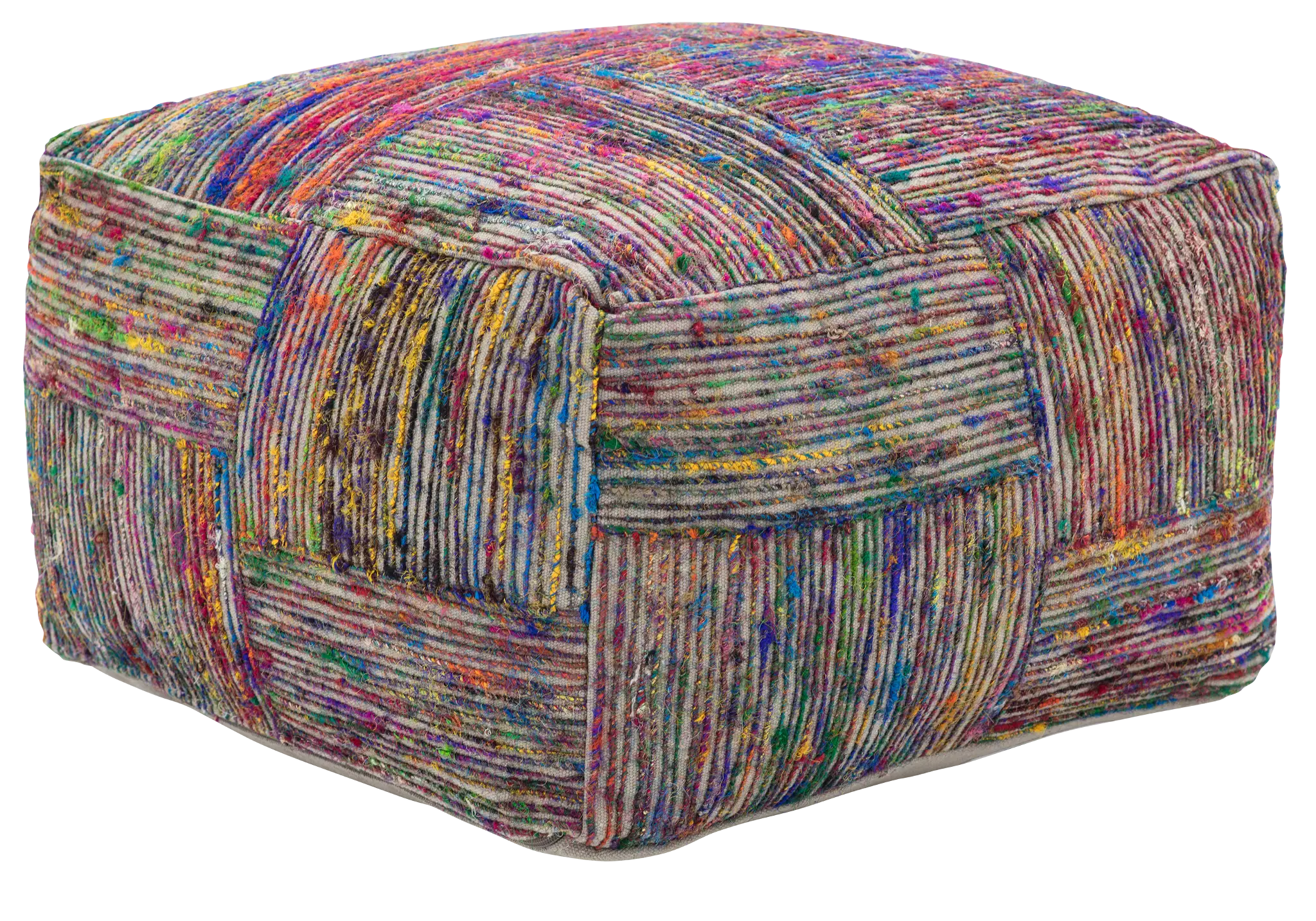 Silk Multicolored Large Accent Pouf Silk Multicolored Large Accent Pouf