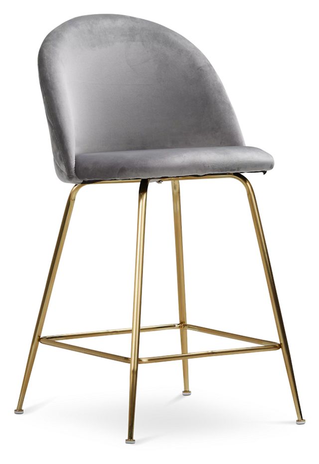 Capri Gray Upholstered 24" Barstools W/gold Legs (1)