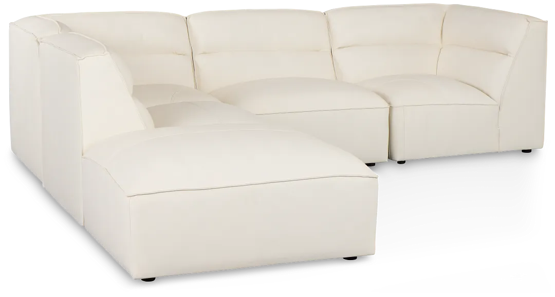 Blanca White Leather 4-piece Modular Sectional