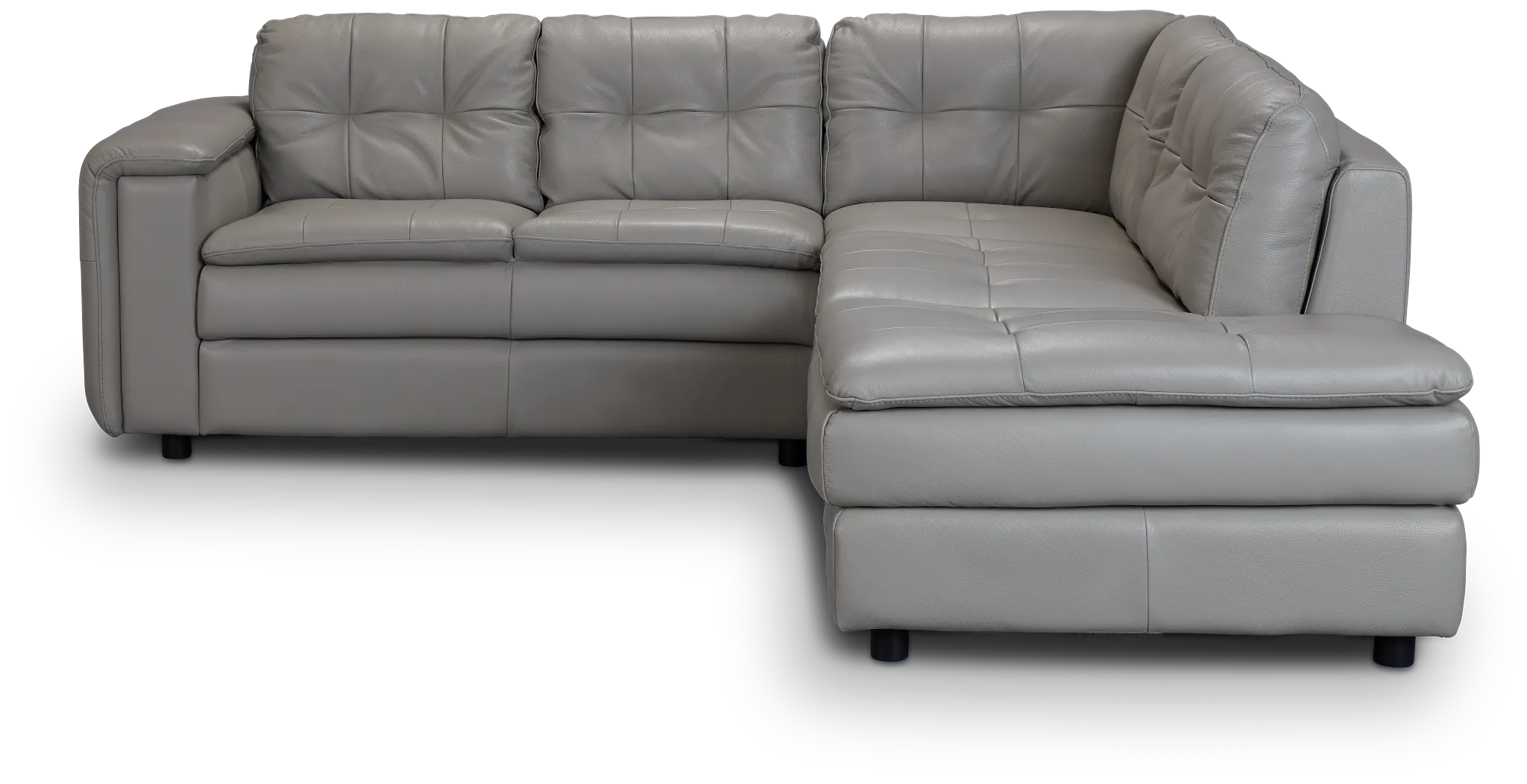 Rowan Gray Leather Small Right Bumper Sectional