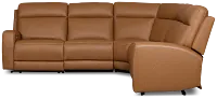 Flexsteel Belmont Medium Brown Lthr/vinyl Small Dual Power Reclining Two-arm Sectional