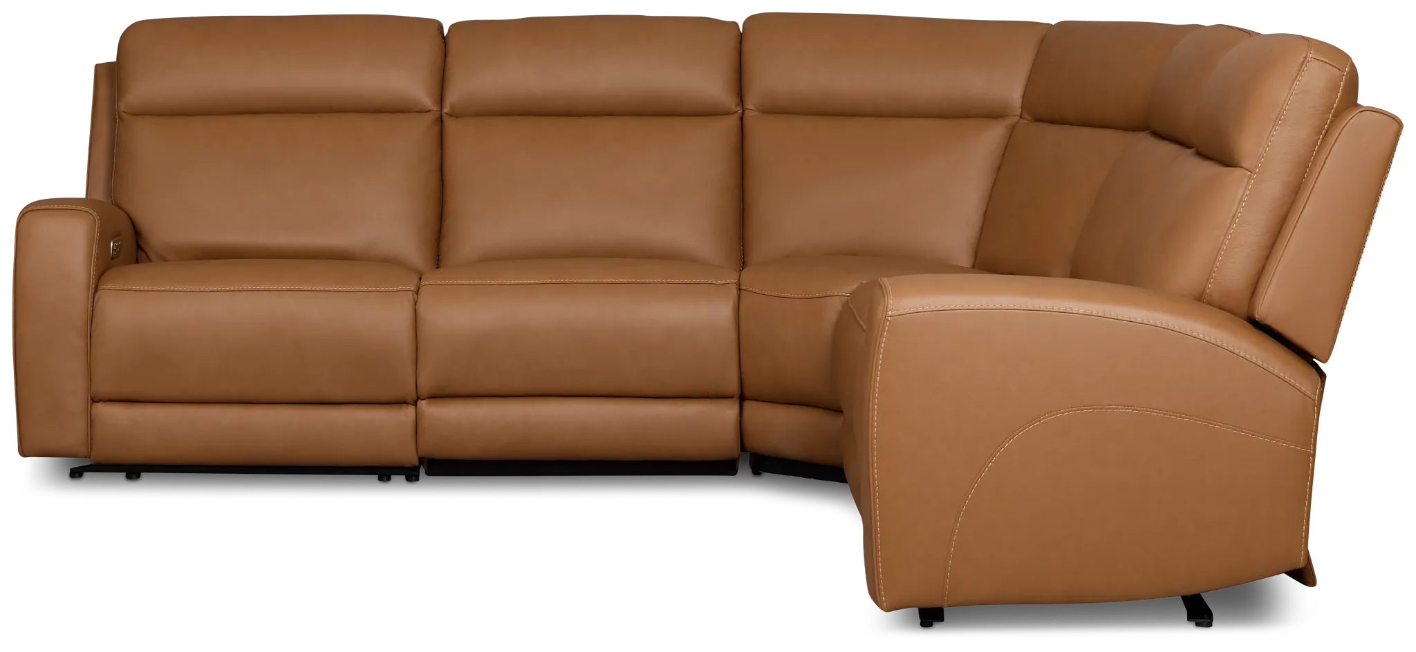 Flexsteel Belmont Medium Brown Lthr/vinyl Small Dual Power Reclining Two-arm Sectional