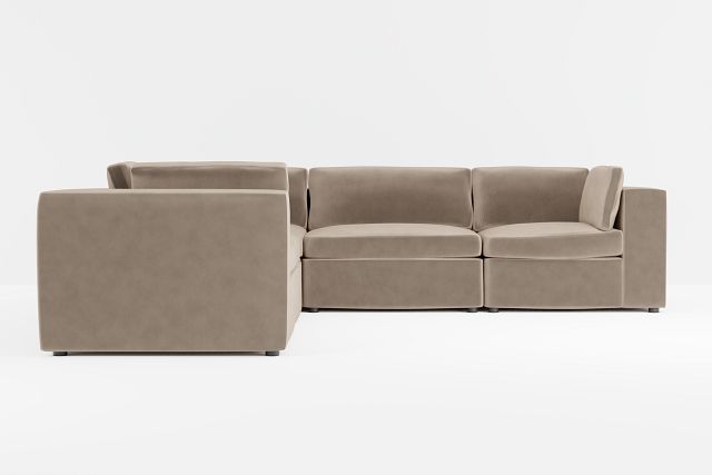 Destin Joya Beige Velvet 5-piece Modular Sectional