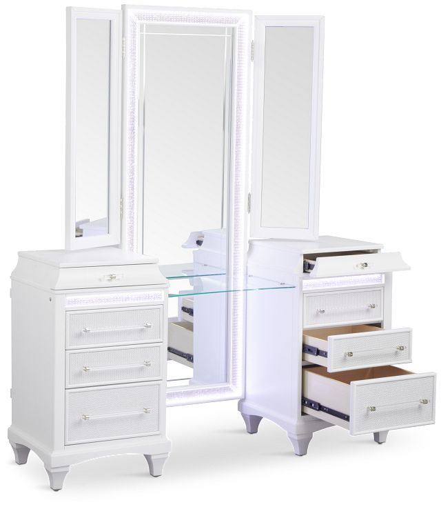 Milan White Vanity & Mirror