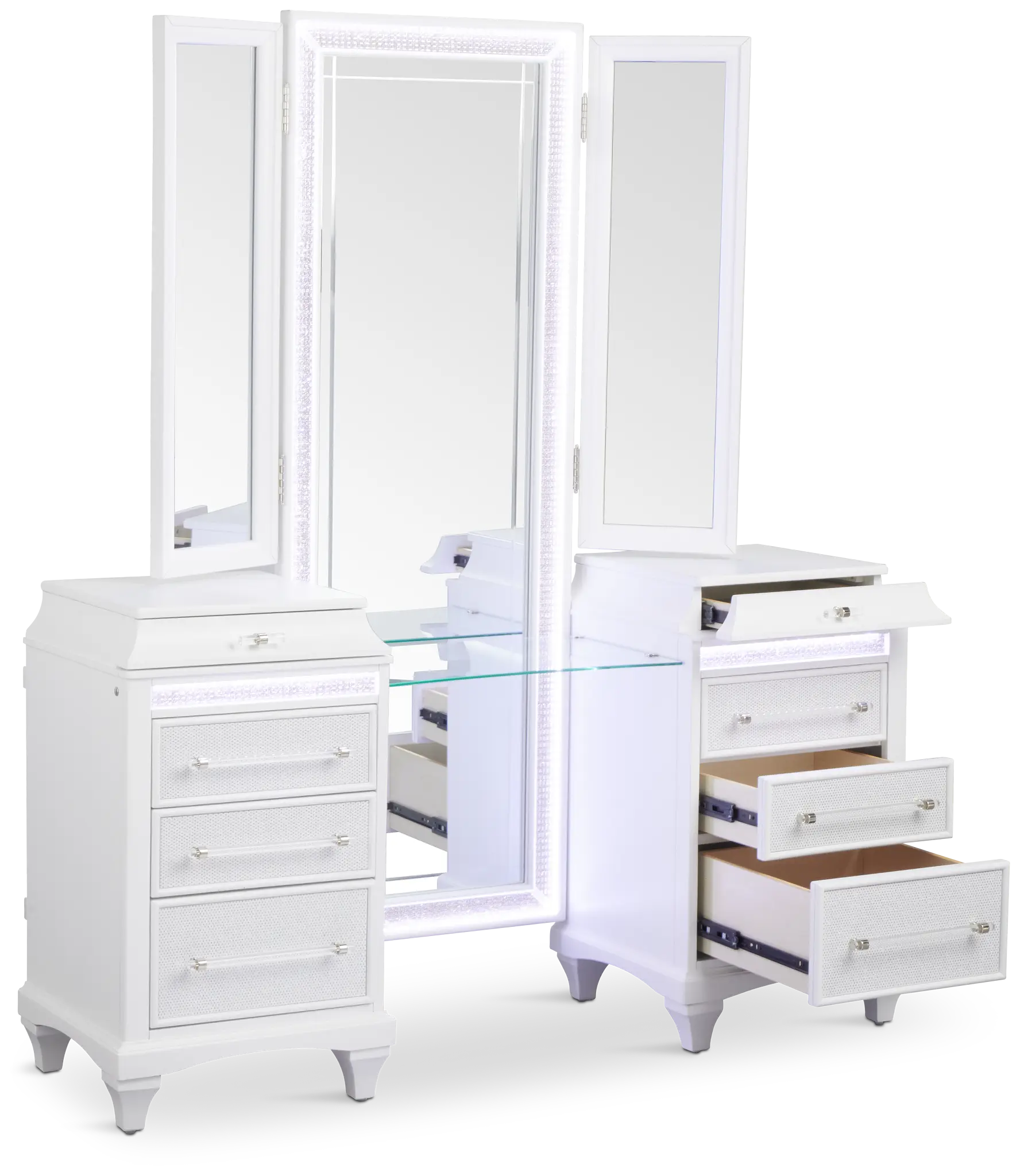 Milan White Vanity & Mirror Milan White Vanity & Mirror