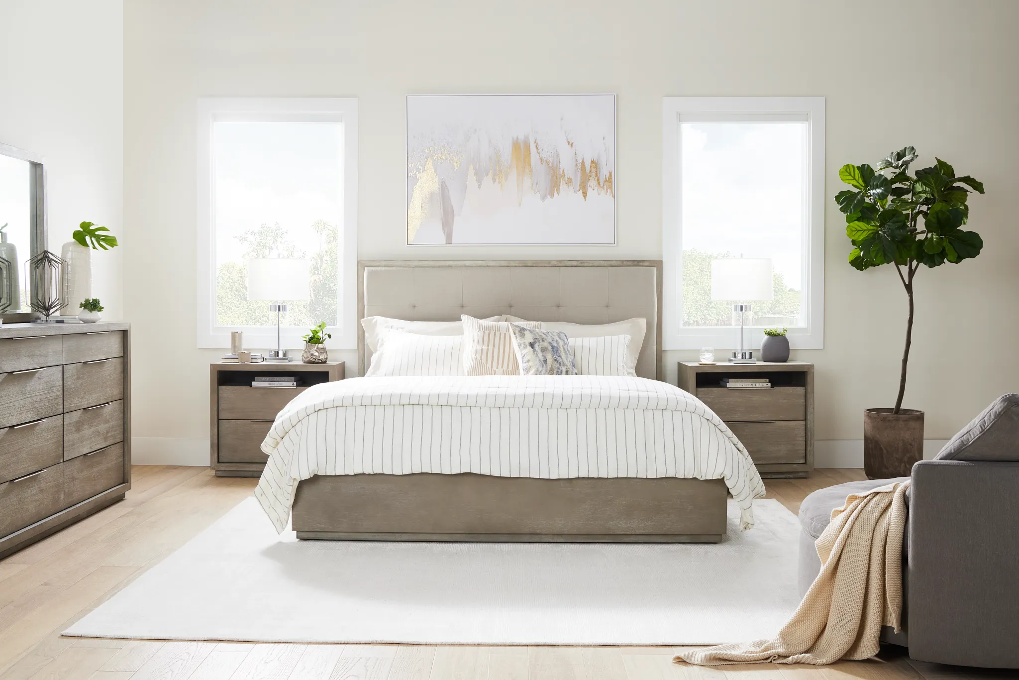 Madden Light Tone Wood Platform Bed