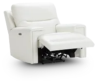 Porto White Lthr/vinyl Power Recliner With Power Headrest
