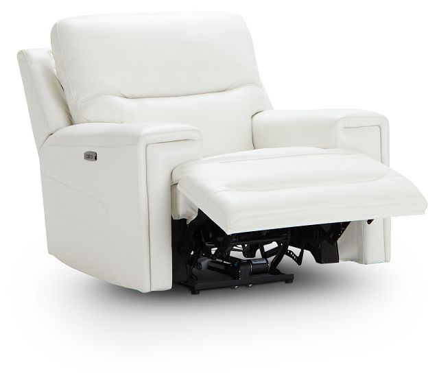 Porto White Lthr/vinyl Power Recliner With Power Headrest (3)