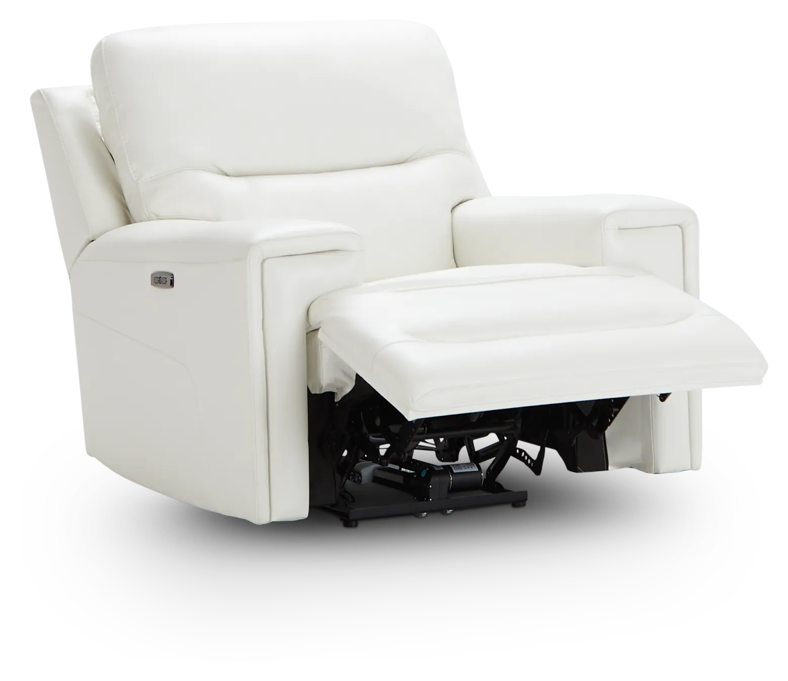 Porto White Lthr/vinyl Power Recliner With Power Headrest