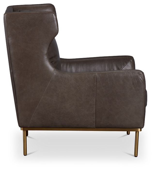 Cassian Dark Gray Leather Accent Chair