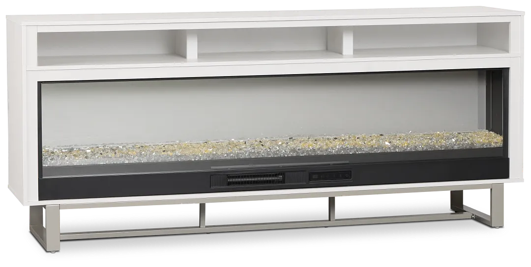 Weston White 76" Tv Stand With Fireplace Insert
