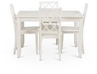 Edgartown White Rect Table & 4 White Wood Chairs