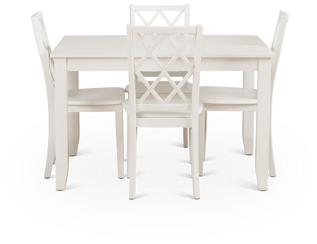 Edgartown White Rect Table & 4 White Wood Chairs