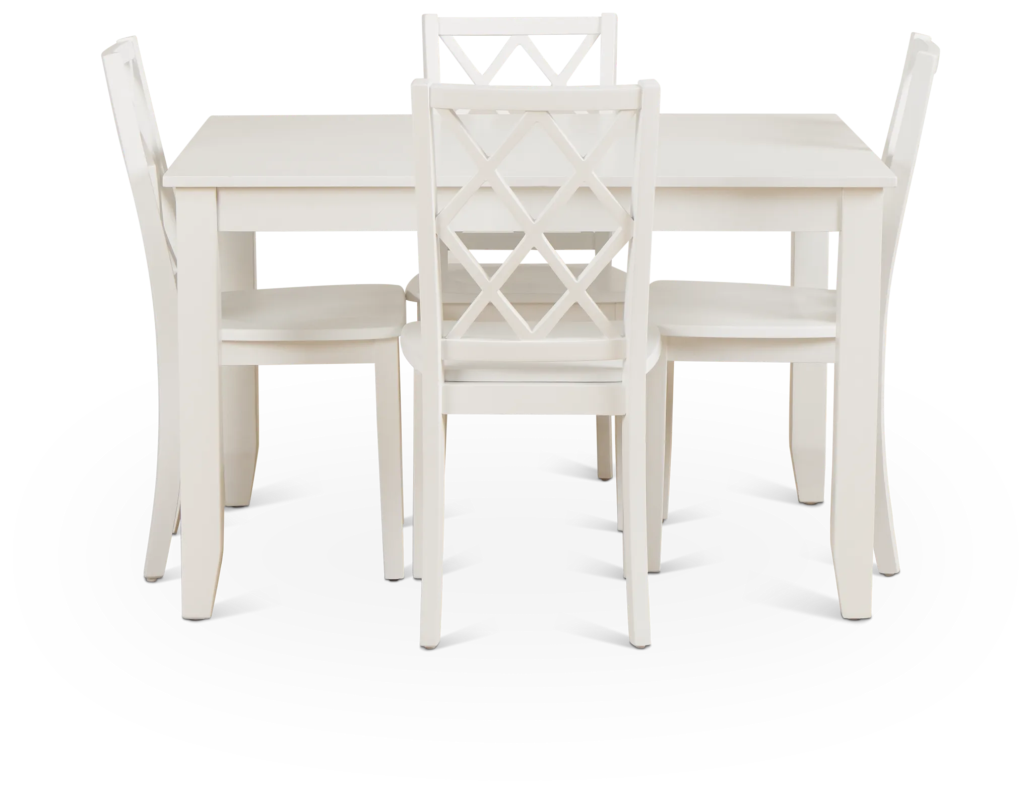 Edgartown White Rect Table & 4 White Wood Chairs