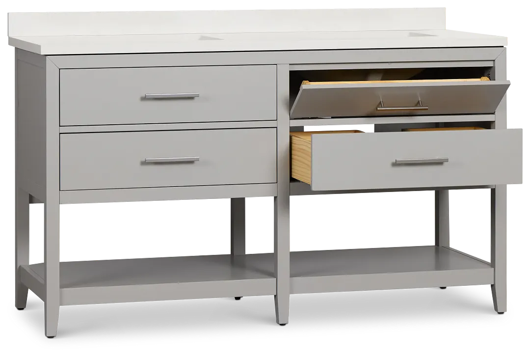 Alden Gray 60" Double Bathroom Vanity