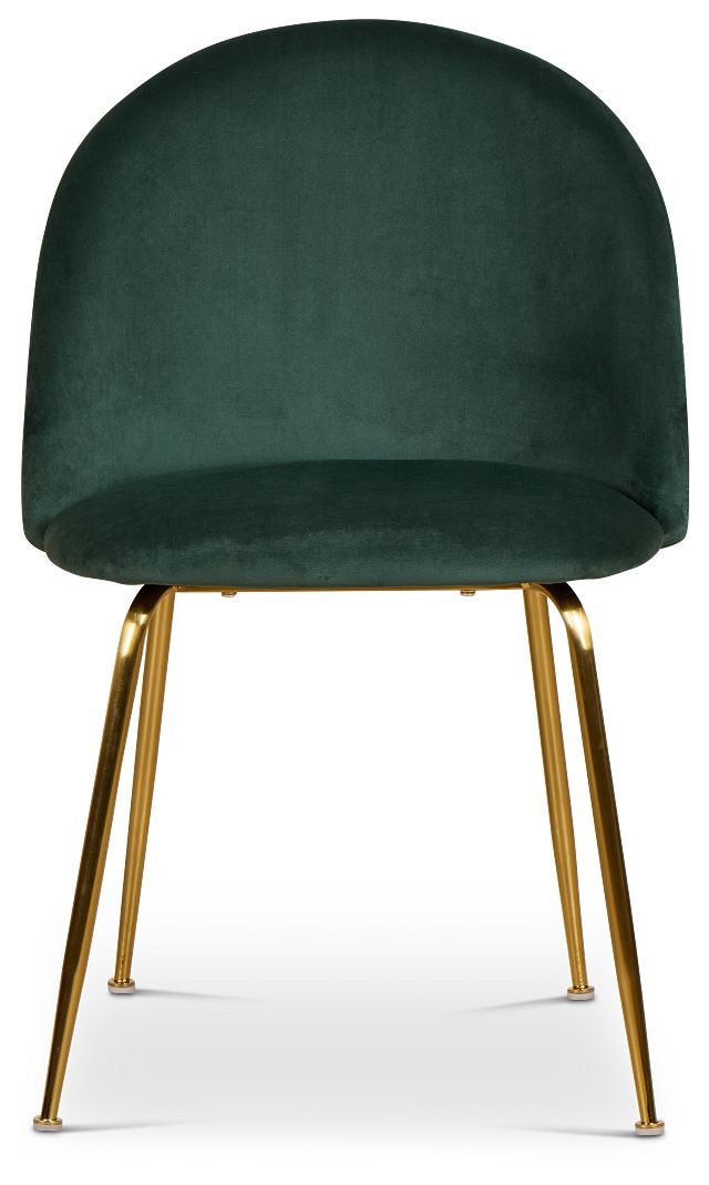 Capri Dark Green Velvet Upholstered Side Chair W/ Gold Legs