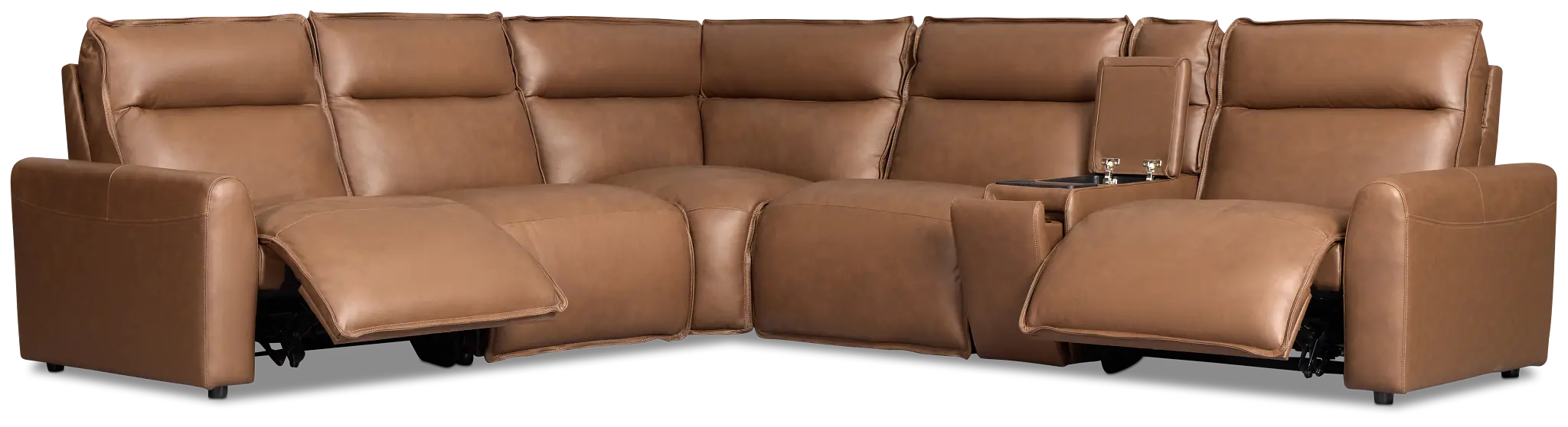 Edison Dark Brown Leather/Vinyl Medium Dual Power 2-arm Reclining Sectional Edison Dark Brown Leather/Vinyl Medium Dual Power 2-arm Reclining Sectional