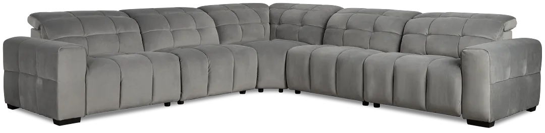 Gemma Light Gray Velvet Small Left Chaise Power Reclining Sectional