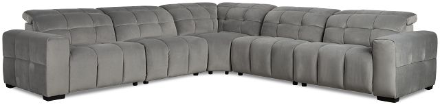 Gemma Light Gray Velvet Small Left Chaise Power Reclining Sectional
