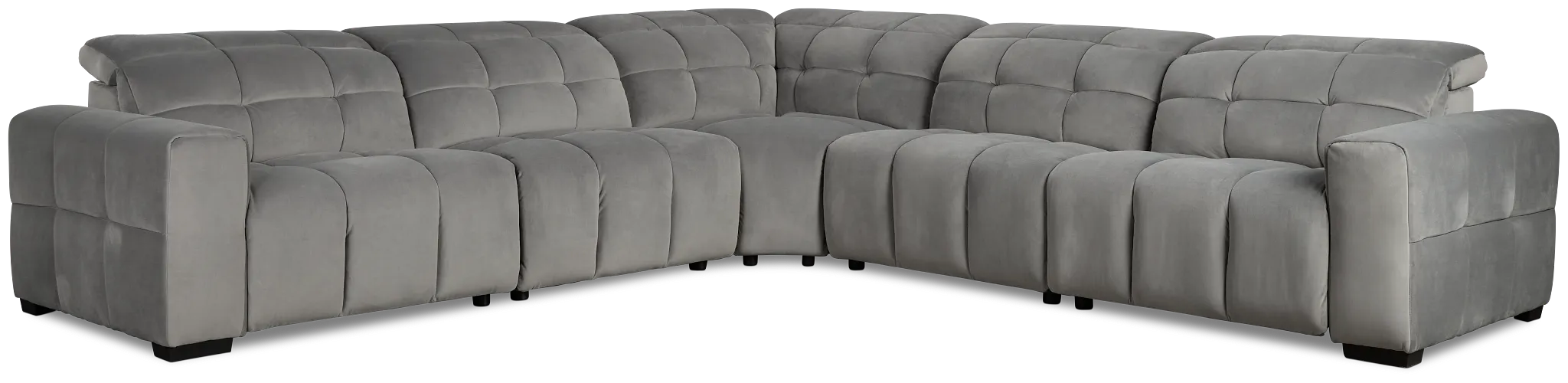 Gemma Light Gray Velvet Small Left Chaise Power Reclining Sectional