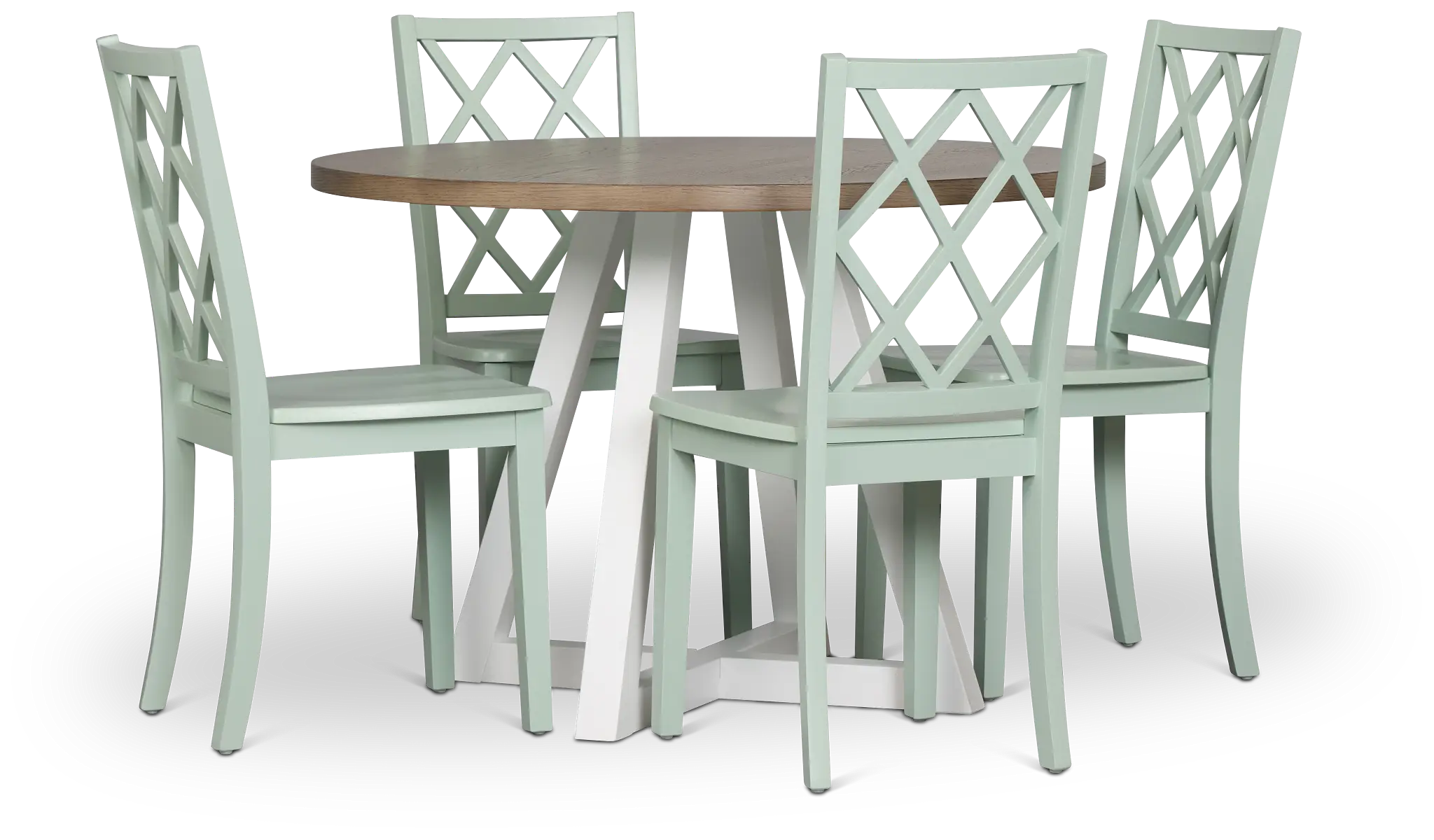 Edgartown Two-tone Round Table & 4 Light Blue Wood Chairs Edgartown Two-tone Round Table & 4 Light Blue Wood Chairs