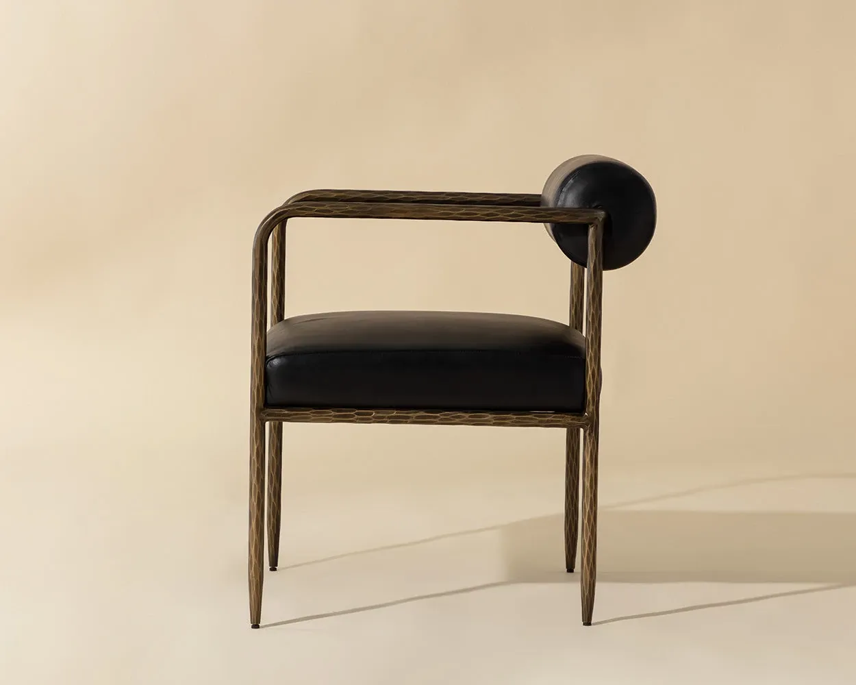 Ajan Black Leather Upholstered Arm Chair