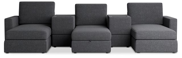 Citymod Dark Gray Fabric 6-piece Home Theater With Media Consoles
