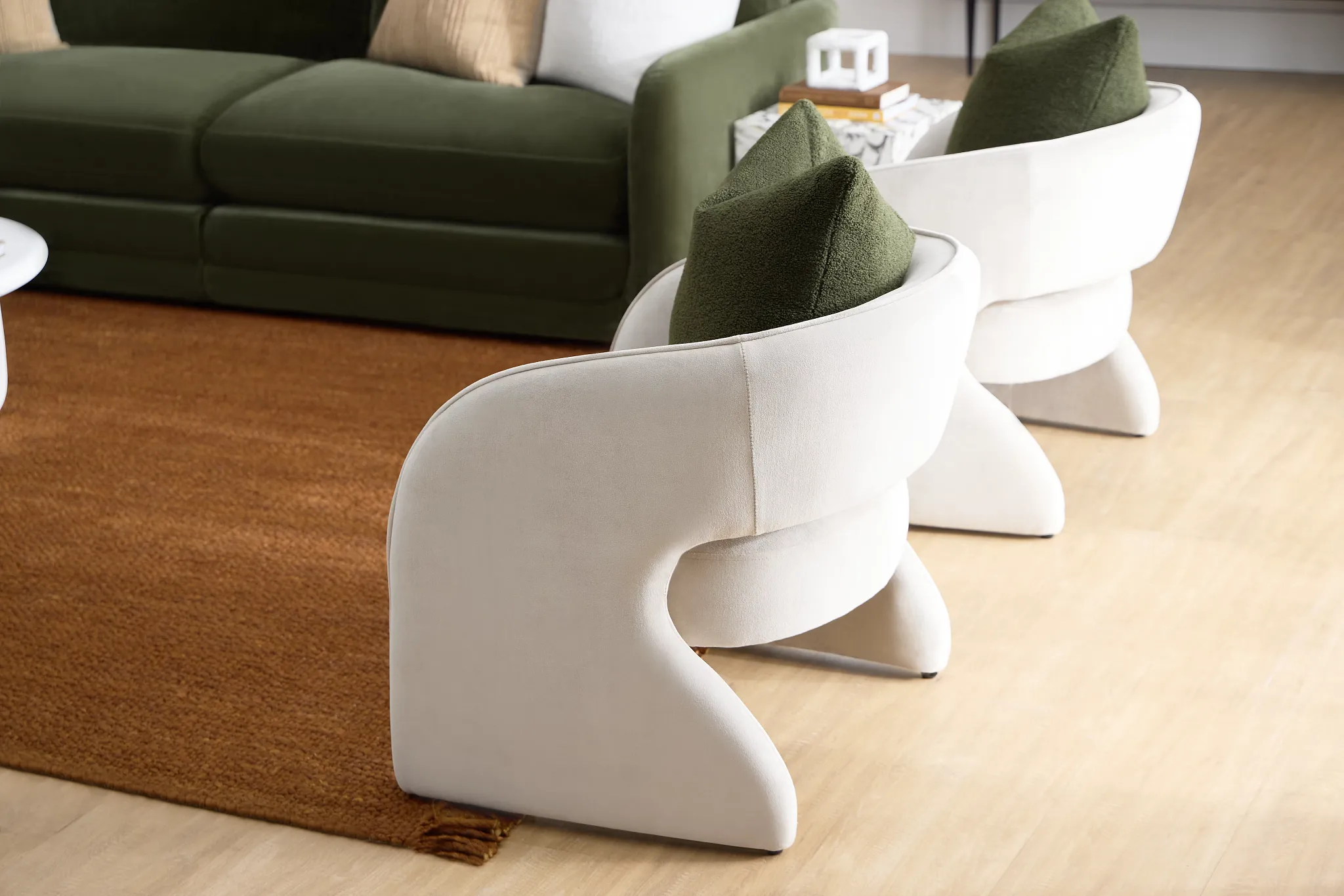 Noel Light Beige Velvet Accent Chair