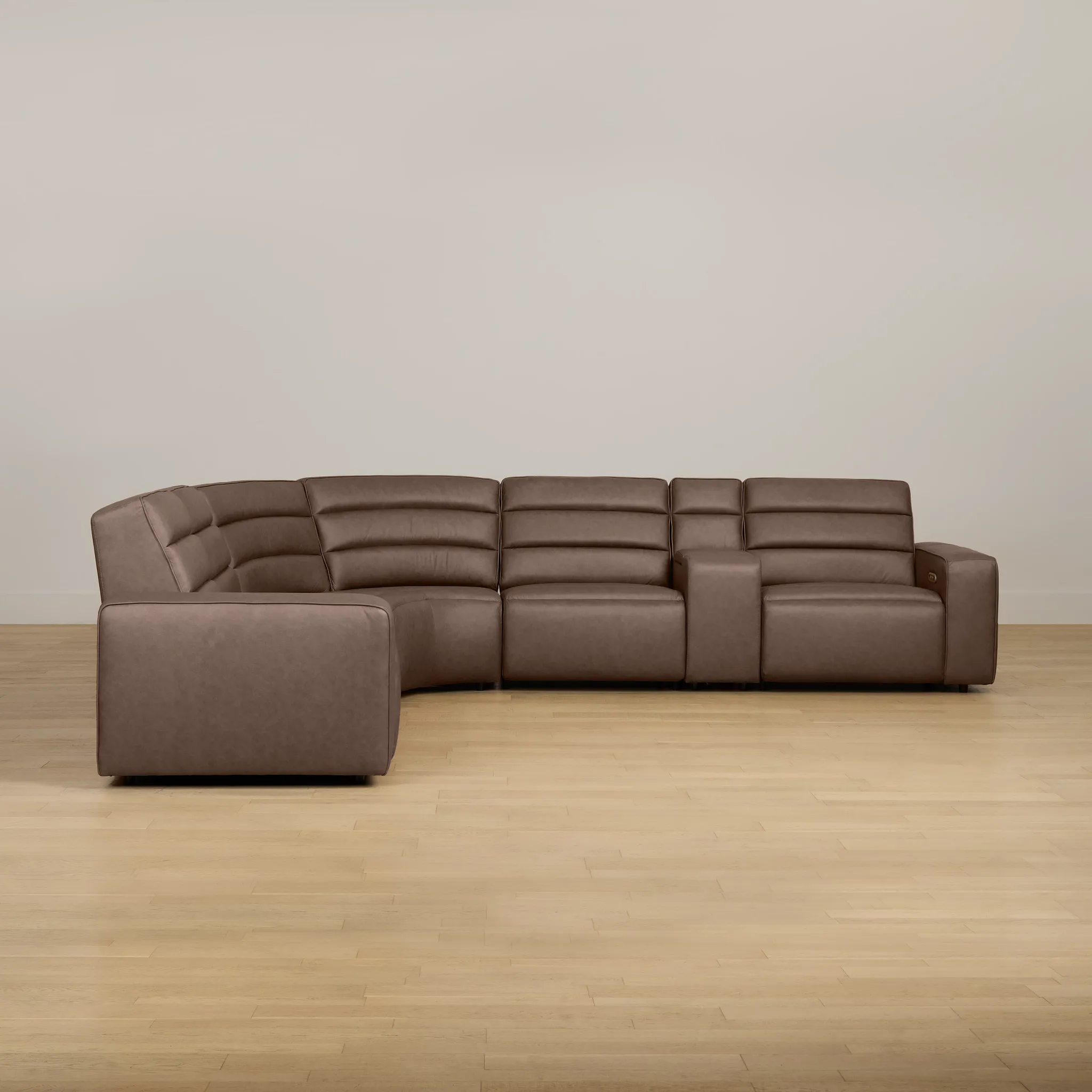 Sawyer Dark Brown Micro Medium Triple Power 2-arm Sectional