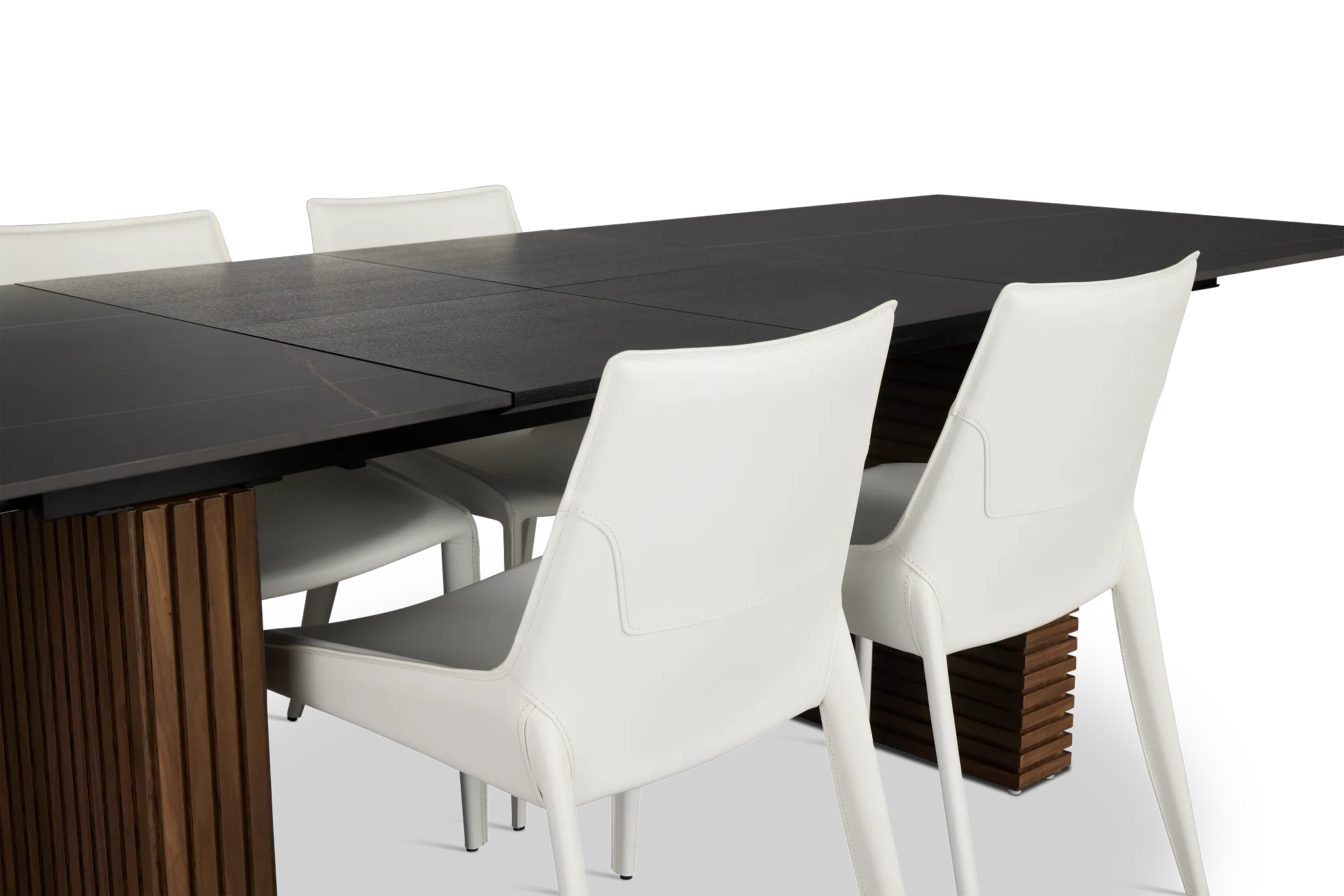 Wayne Two-tone Stone Rectangular Table & 4 White Upholstered Chairs