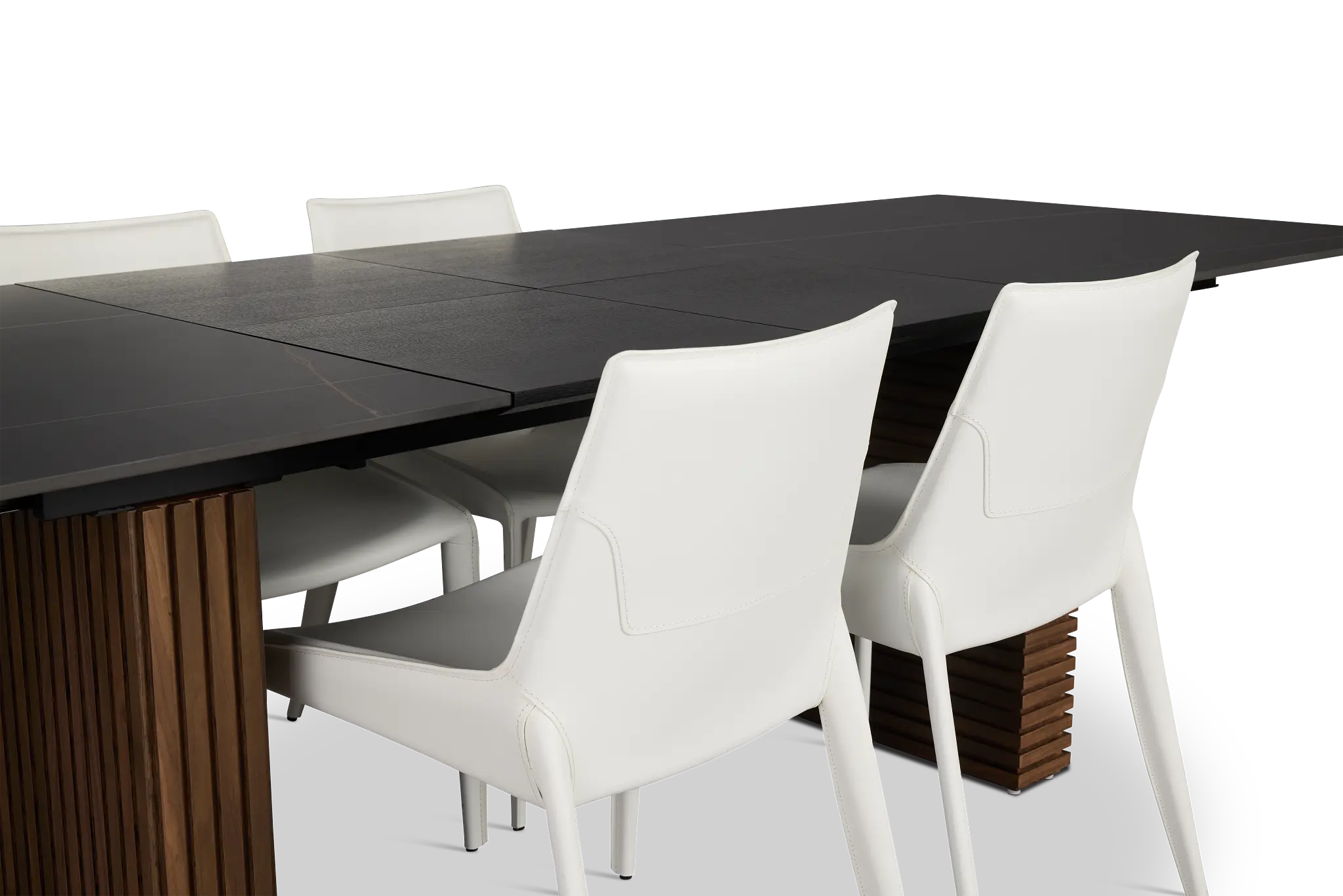 Wayne Two-tone Stone Rectangular Table & 4 White Upholstered Chairs Wayne Two-tone Stone Rectangular Table & 4 White Upholstered Chairs
