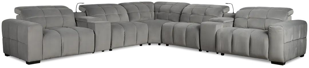 Gemma Light Gray Velvet Large Left Chaise Power Reclining Sectional Gemma Light Gray Velvet Large Left Chaise Power Reclining Sectional